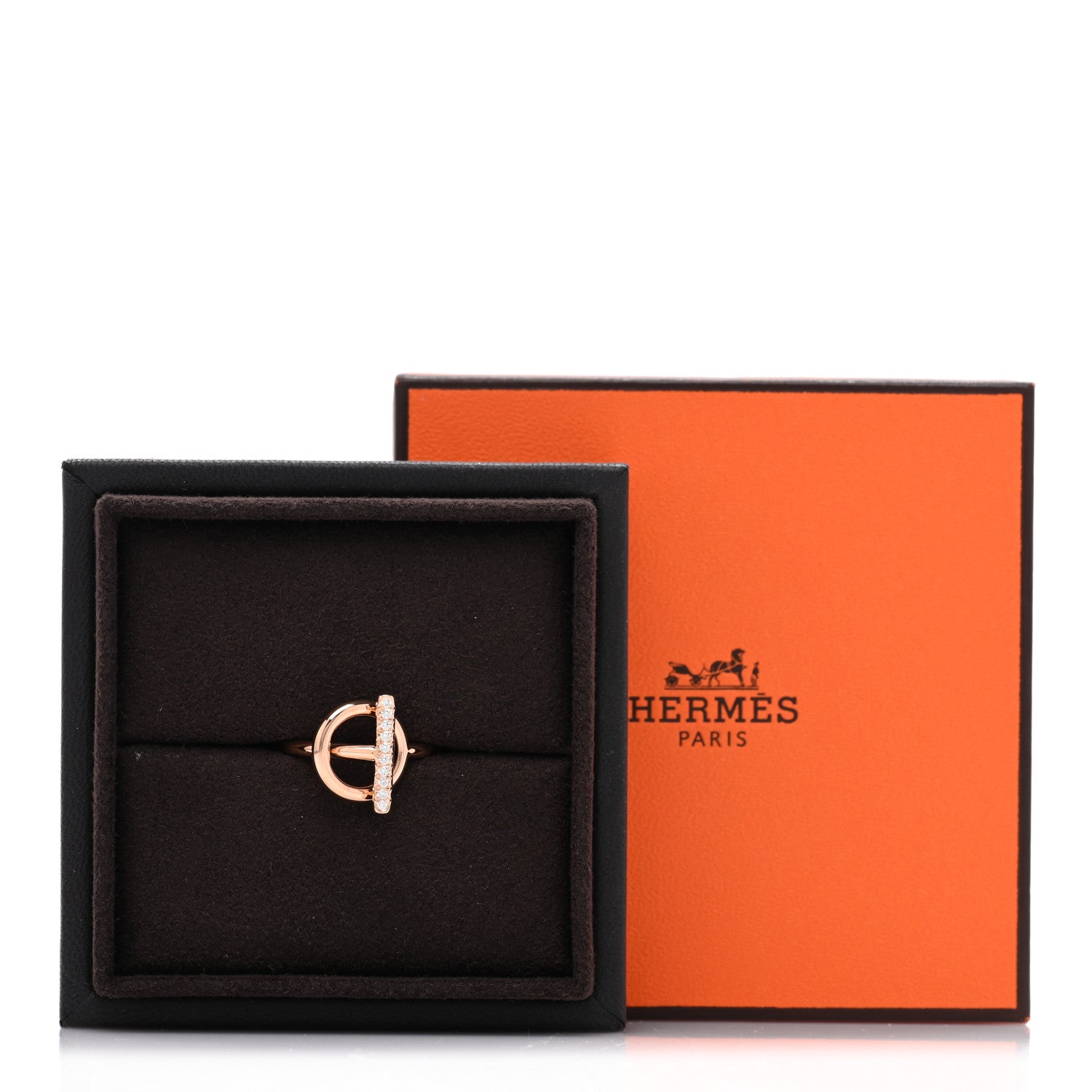 Hermes 18K Rose Gold Diamond PM Echappee Ring 53 6.5 5 of 5