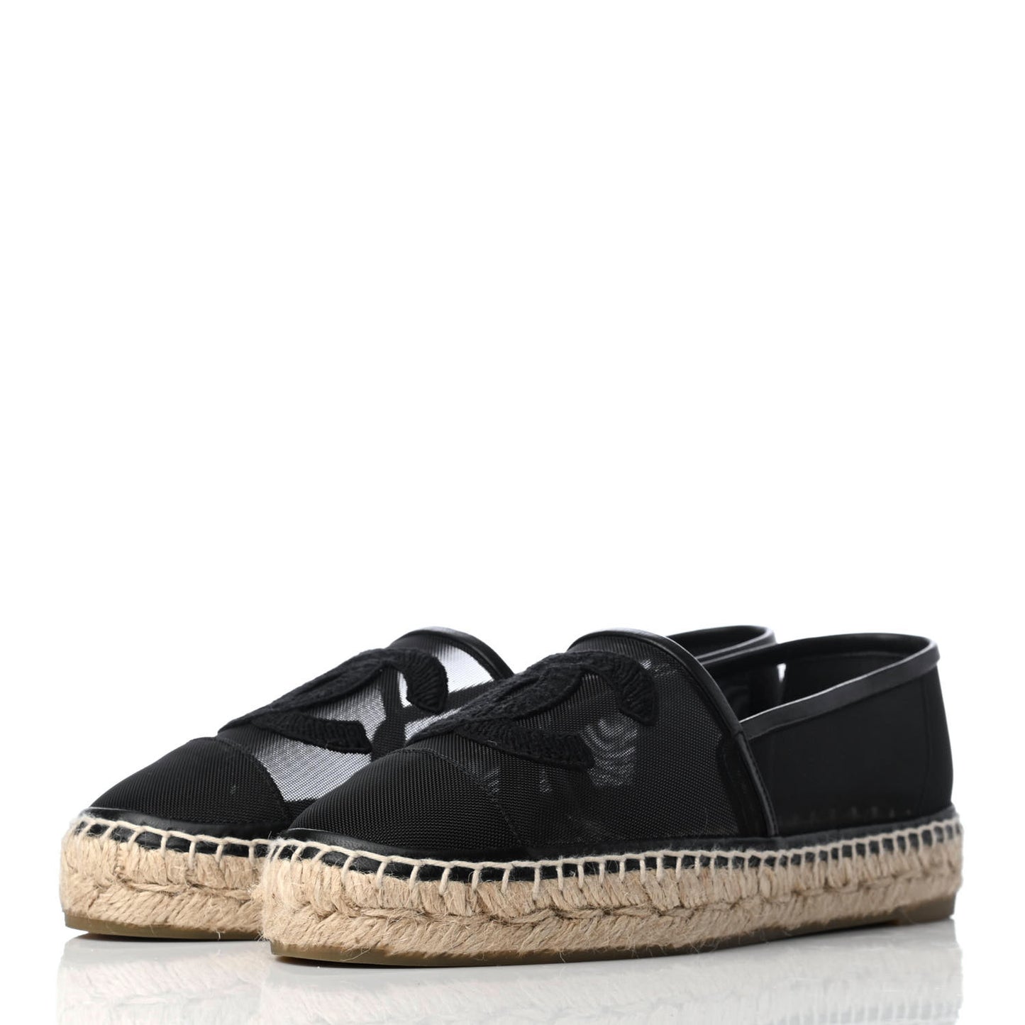 Mesh Grosgrain CC Espadrilles 37 Black
