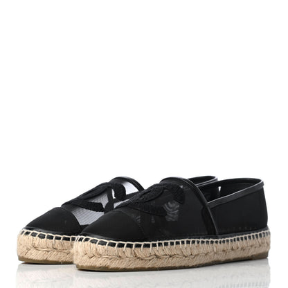 Chanel Mesh Grosgrain CC Espadrilles 37 Black 3 of 8
