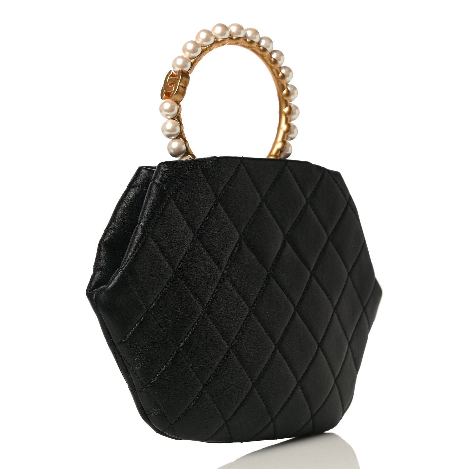 Chanel Lambskin Quilted Pearl Crown Clutch Bag Black 3 of 11