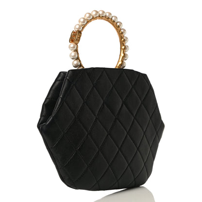 Chanel Lambskin Quilted Pearl Crown Clutch Bag Black 3 of 11
