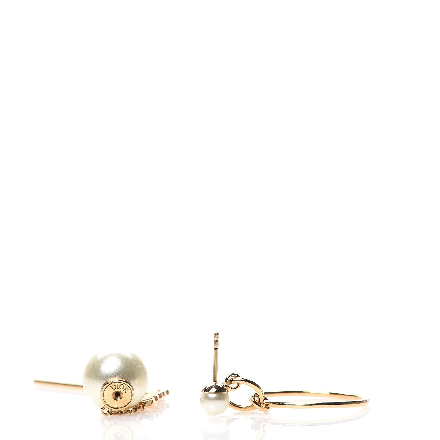 Christian Dior Pearl Tribales Dangle Chain Earrings Gold 4 of 5