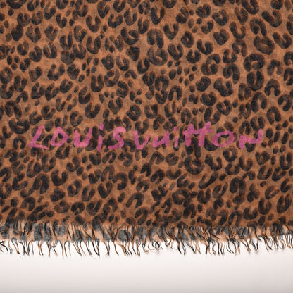 Louis Vuitton Cashmere Silk Leopard Etole Stole Marron 3 of 4