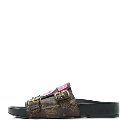 Louis Vuitton Monogram Patch Work World Tour Bom Dia Flat Mule 36 Black 1 of 6