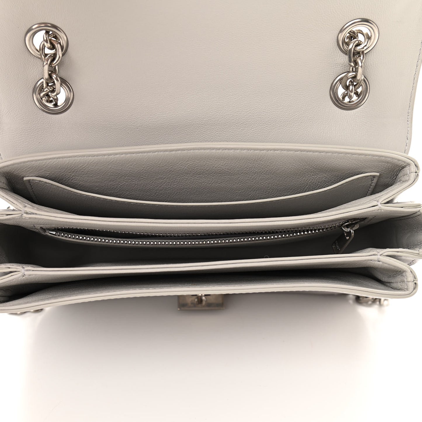 Shiny Calfskin Medium C Bag Pale Grey