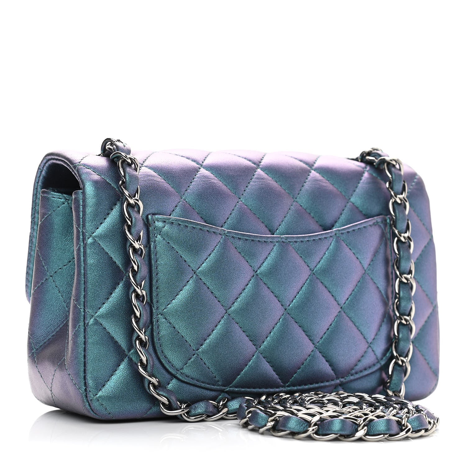 Chanel Iridescent Lambskin Quilted Mini Rectangular Flap Turquoise 3 of 12