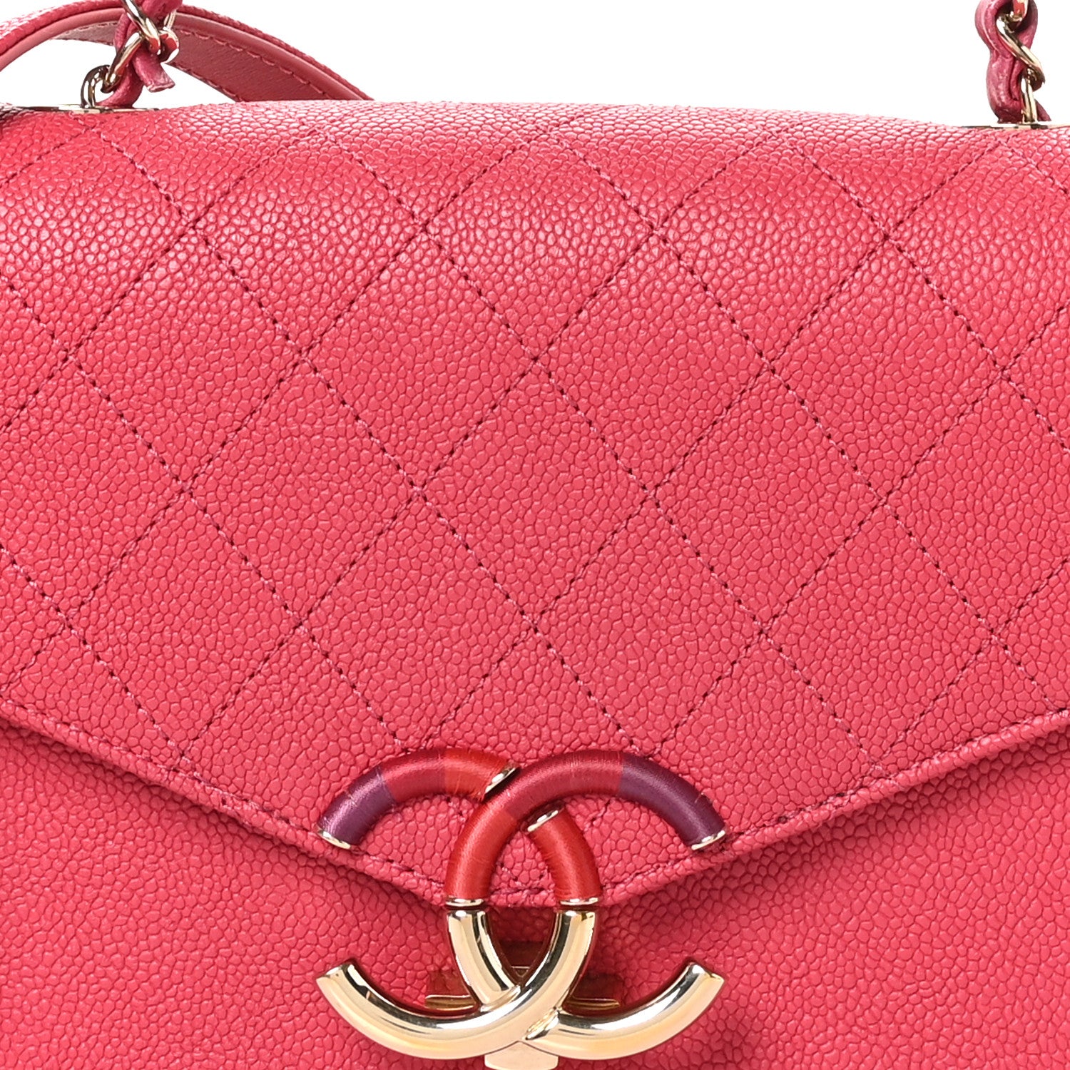 Chanel Grained Calfskin Quilted Small Cuba Top Handle Flap Pink 8 of 10