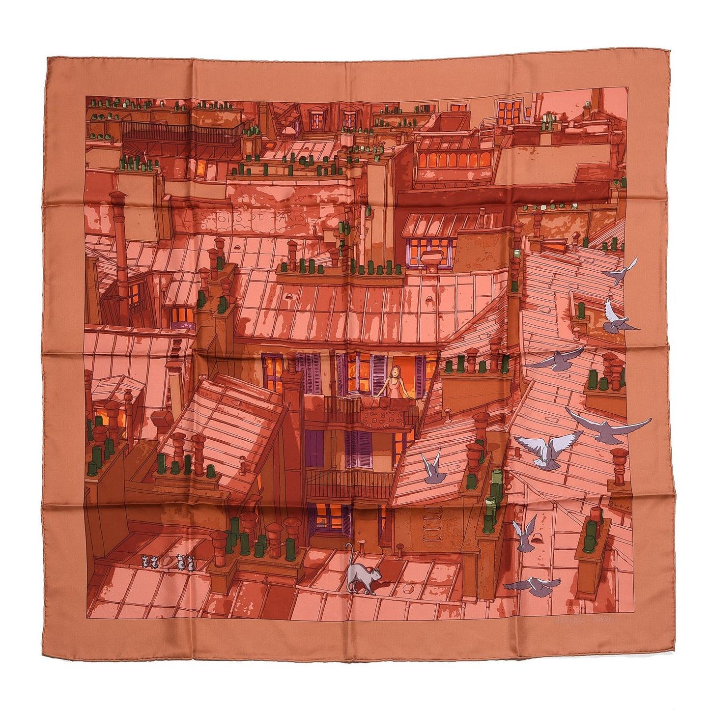 Silk Les Toits de Paris Scarf 90