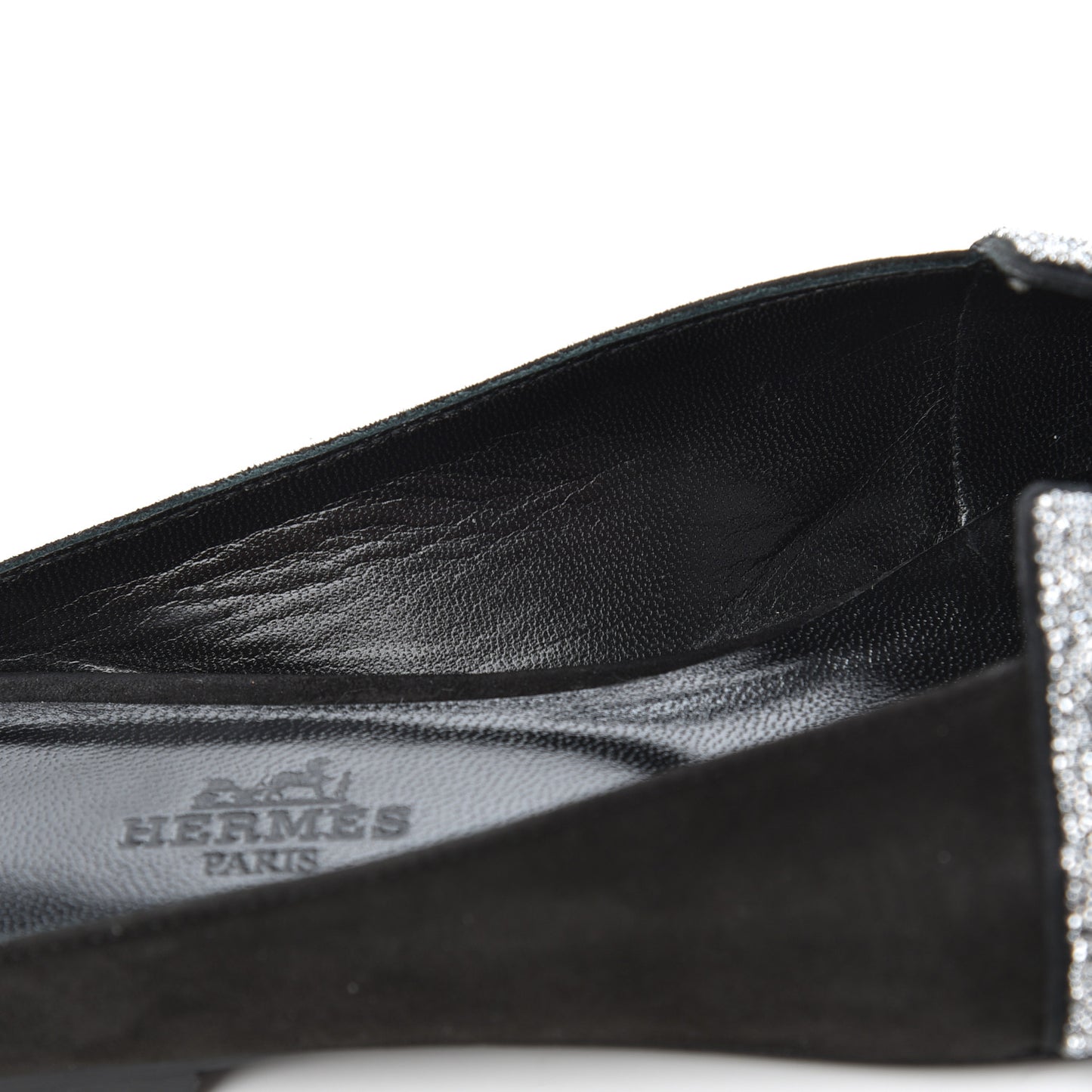 Suede Goatskin Crystal Roxane Mules 36.5 Gris Argente Black