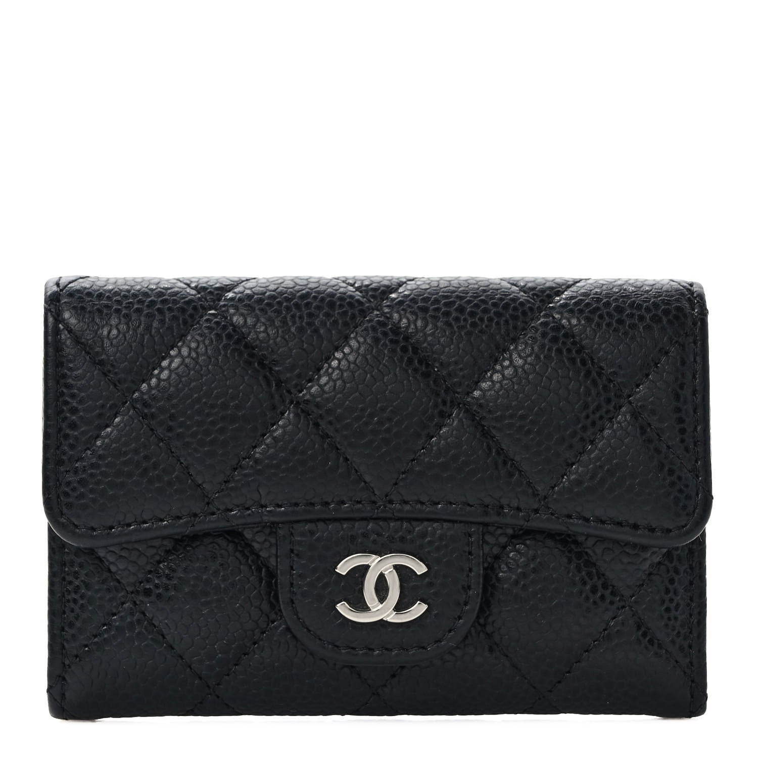 Chanel Caviar Quilted Flap Card Holder Wallet Black 1 of 7
