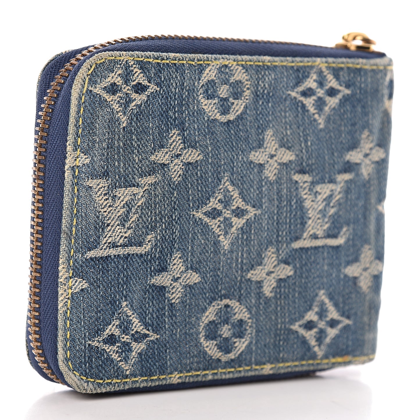 Denim Zip Compact Wallet Blue