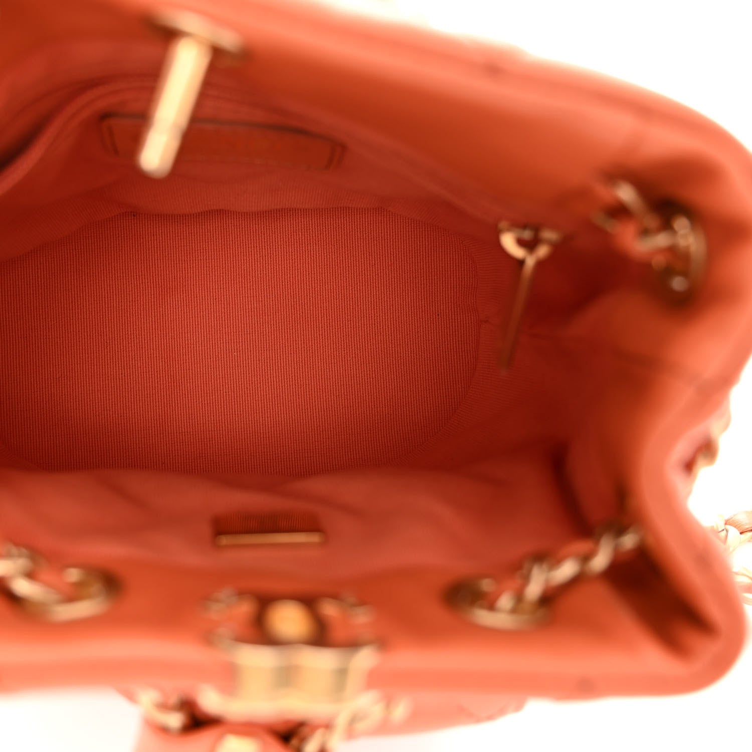 Chanel Calfskin Quilted Small CC Chain Bucket Backpack Orange 5 of 11