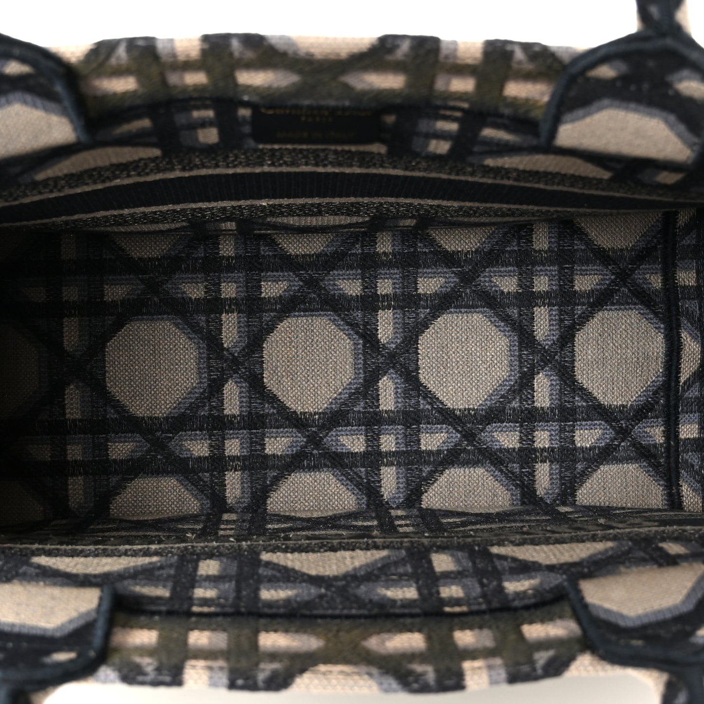 Canvas Macrocannage Embroidered Medium Book Tote Beige Blue
