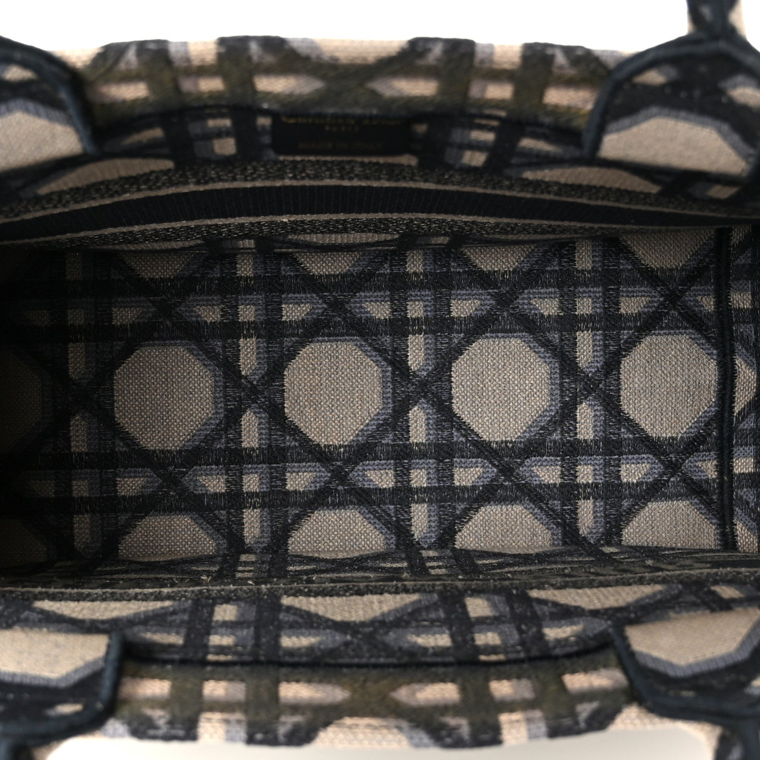 Christian Dior Canvas Macrocannage Embroidered Medium Book Tote Beige Blue 5 of 10