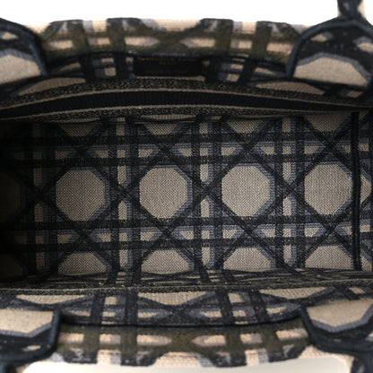 Christian Dior Canvas Macrocannage Embroidered Medium Book Tote Beige Blue 5 of 10