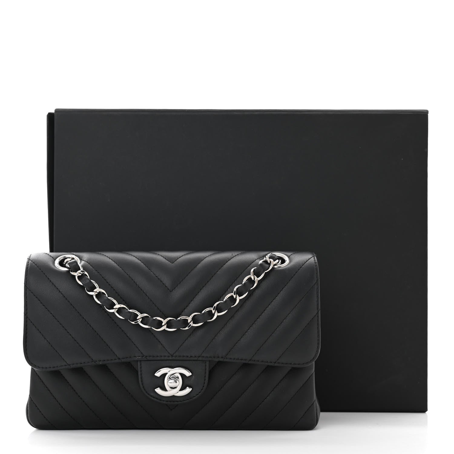 Chanel Calfskin Chevron Quilted Small Double Flap Black 11 of 11