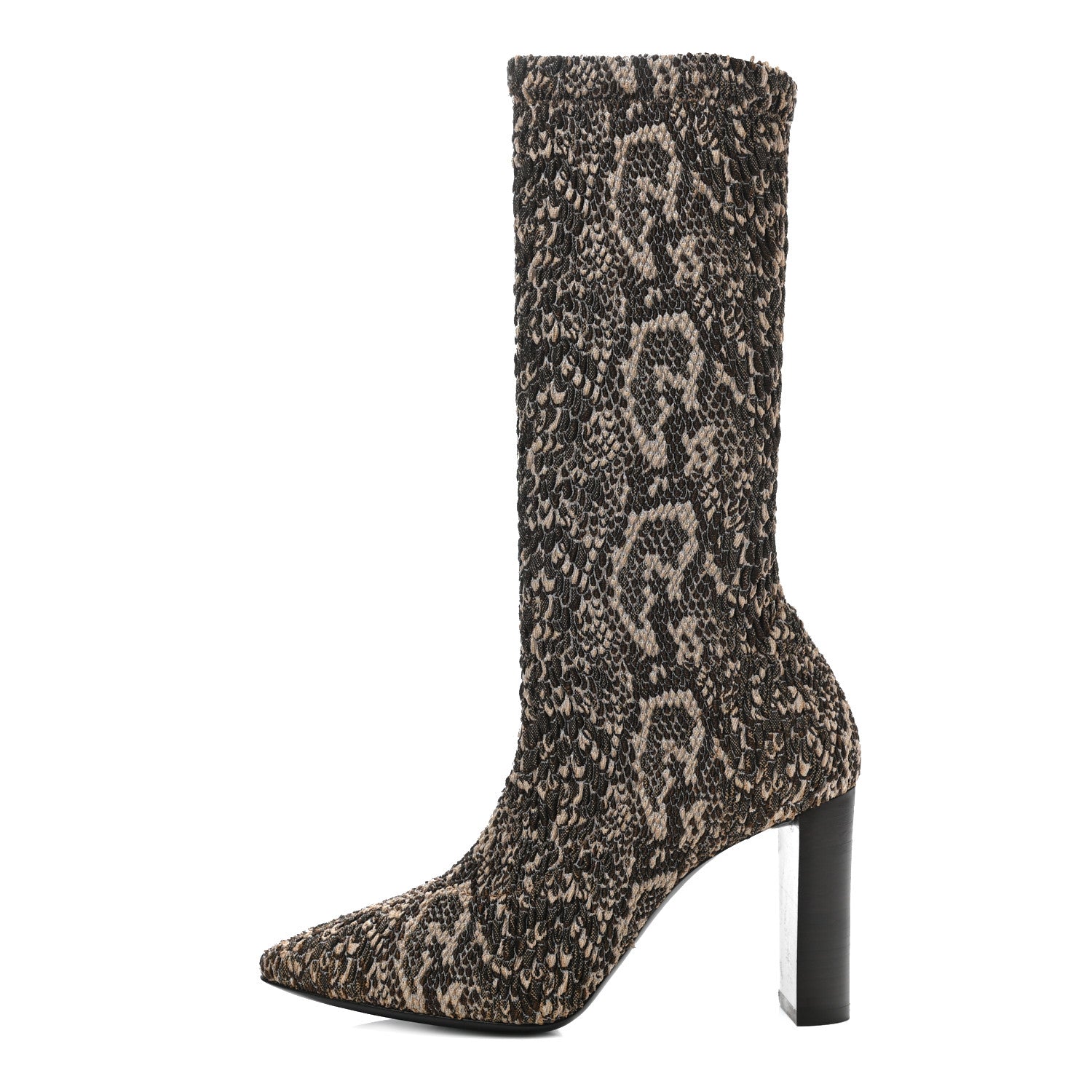 Saint Laurent Stretch Fabric Calf Heel Boots 37.5 Beige Vintage 1 of 7
