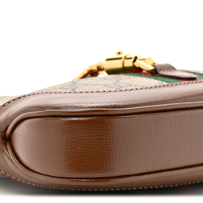 Gucci GG Supreme Monogram Azalea Calfskin Web Mini Jackie 1961 Hobo Beige Ebony Brown Sugar 10 of 10