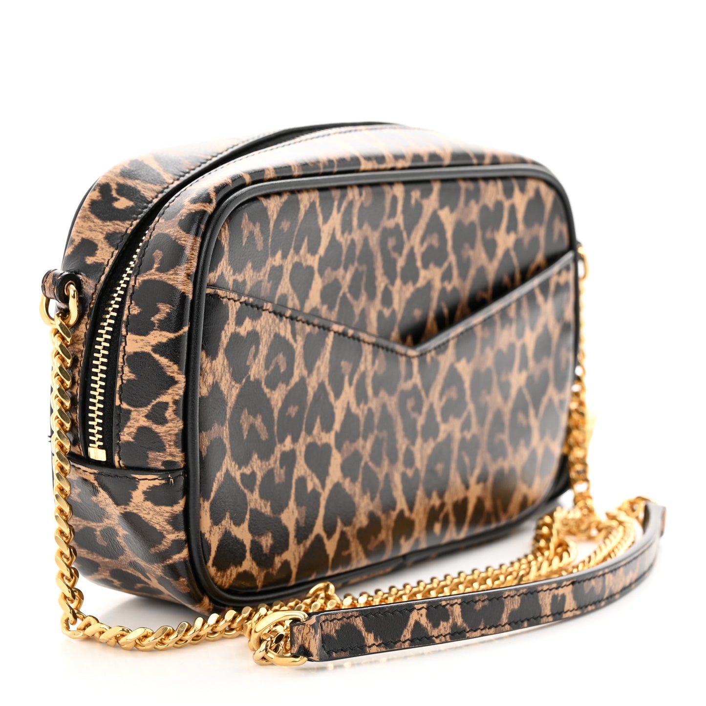 Calfskin Heart Leopard Print Monogram Mini Lou Camera Bag Toffee