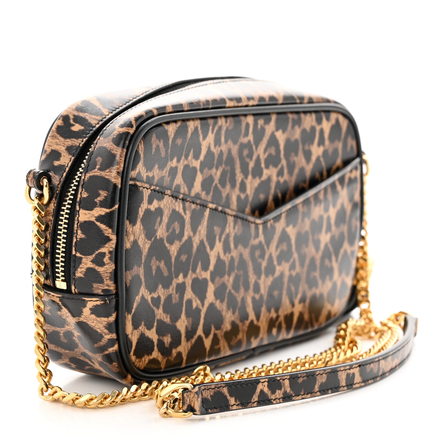 Saint Laurent Calfskin Heart Leopard Print Monogram Mini Lou Camera Bag Toffee 3 of 10