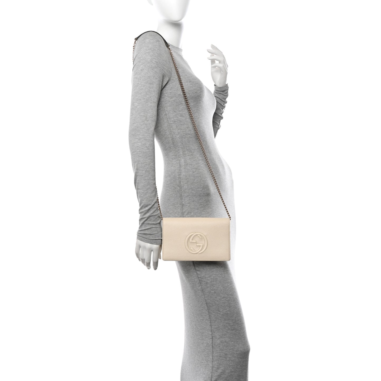 Pebbled Calfskin Soho Wallet on Chain Ivoire