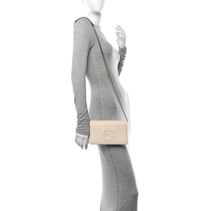 Gucci Pebbled Calfskin Soho Wallet on Chain Ivoire 2 of 11