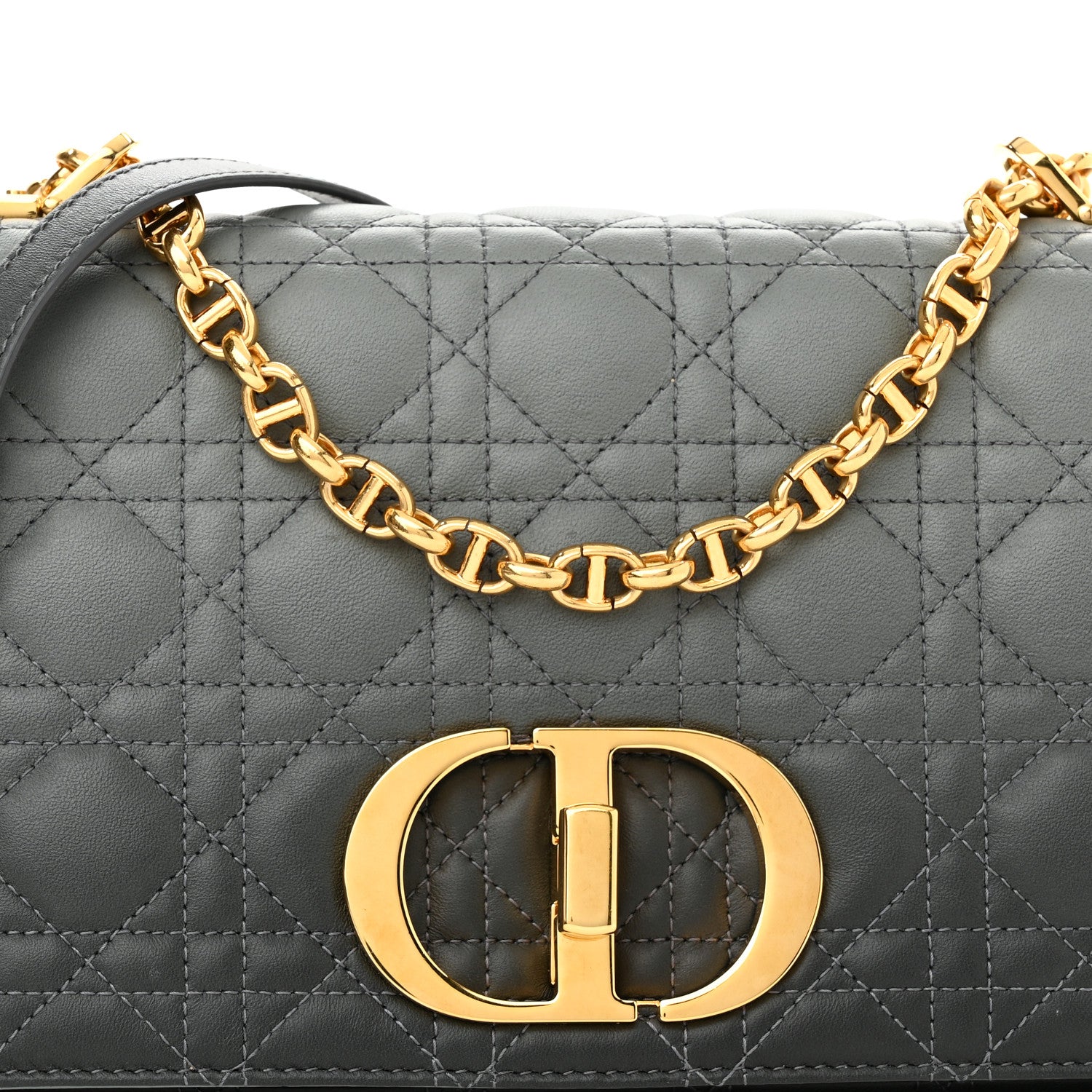 Christian Dior Lambskin Cannage Medium Caro Bag Grey Stone 8 of 11