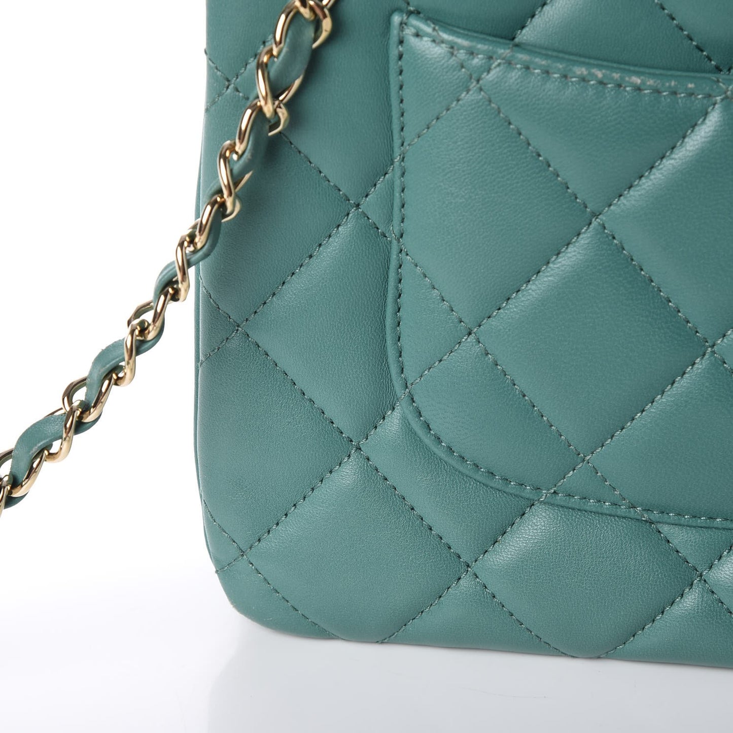Lambskin Quilted Small Trendy CC Flap Dual Handle Bag Light Green