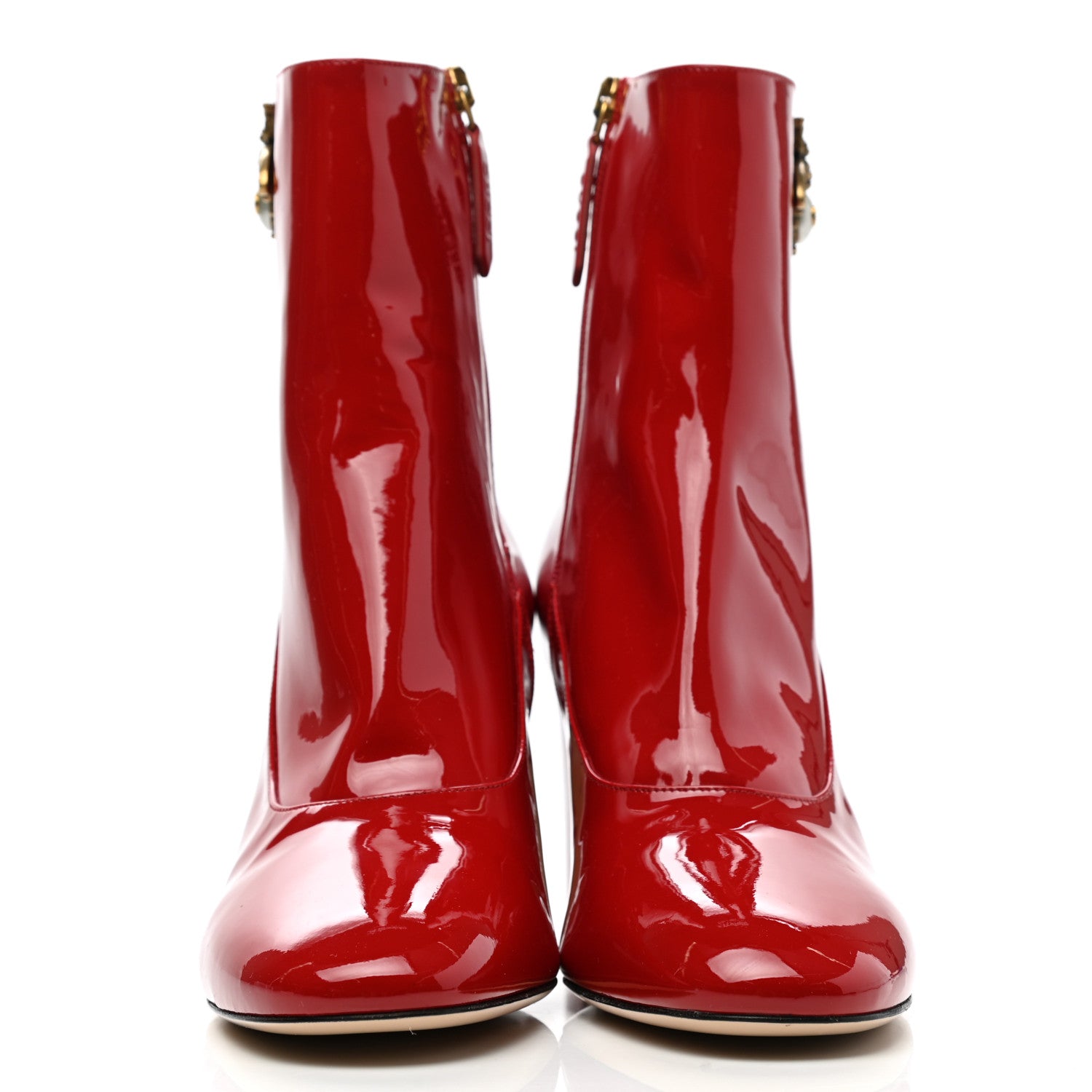 Gucci Patent Calfskin GG Lois Bee Ankle Booties 40.5 Red 2 of 10