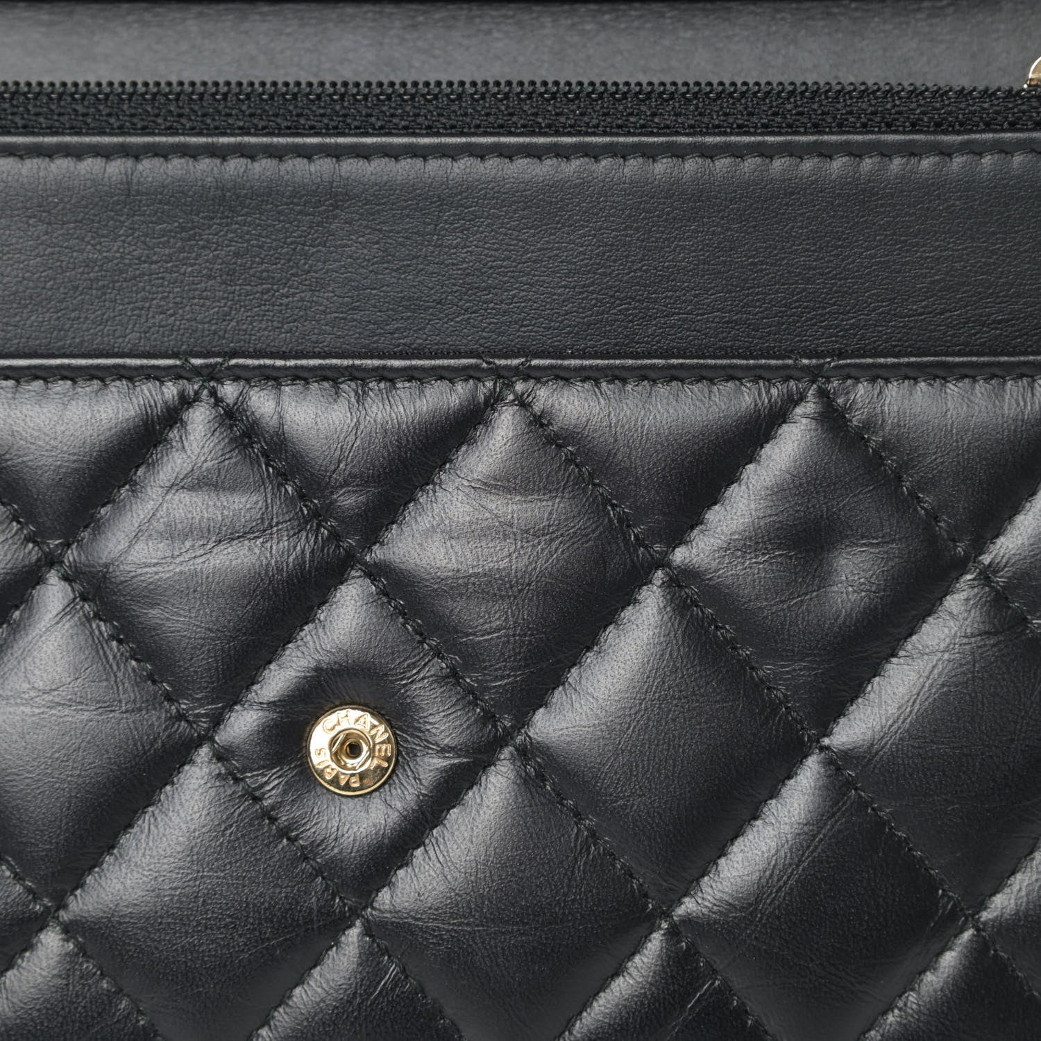 Chanel Aged Calfskin Quilted Lucky Charms 2.55 Reissue Wallet On Chain WOC Black 6 of 6