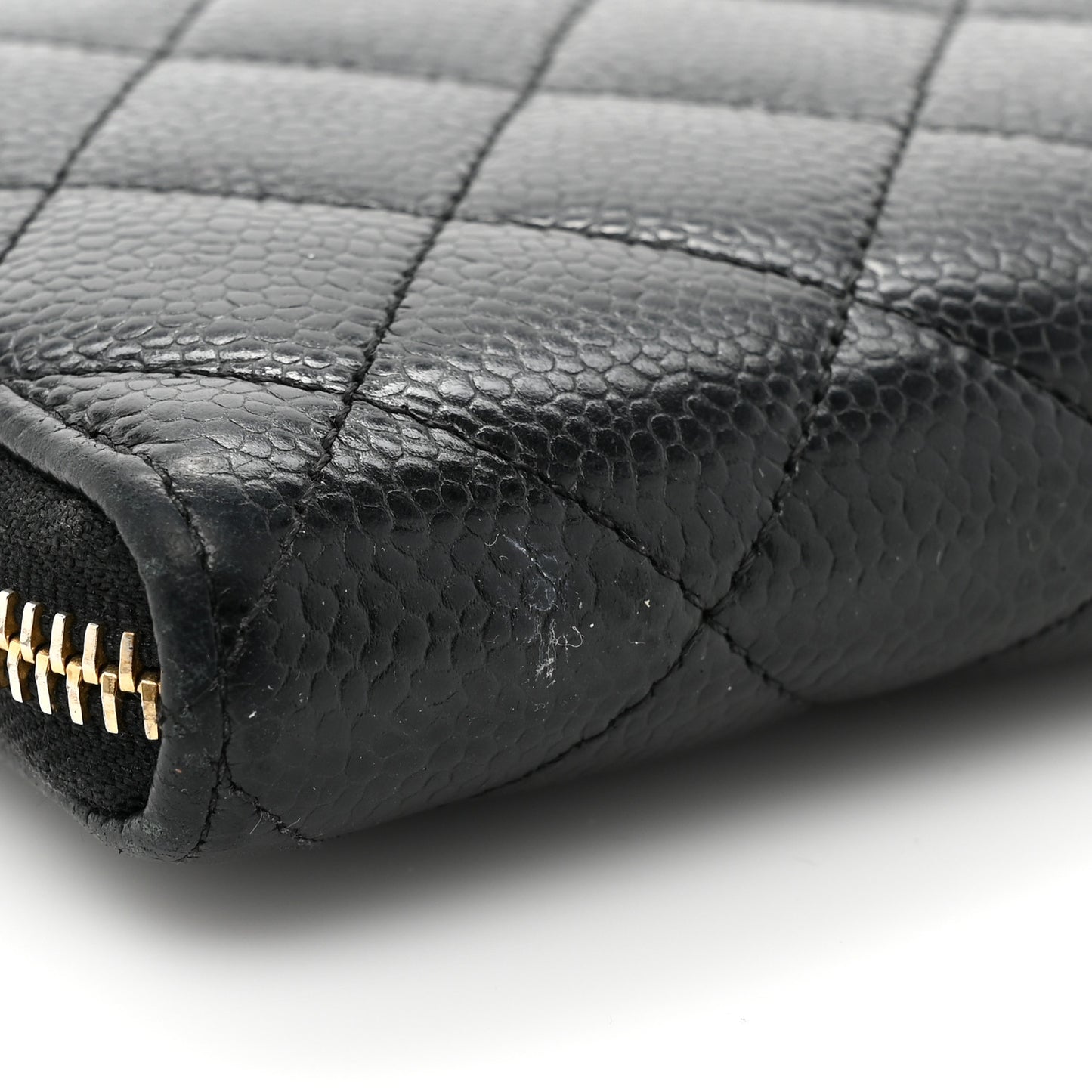 Caviar Quilted Large Gusset Zip Around Wallet Black