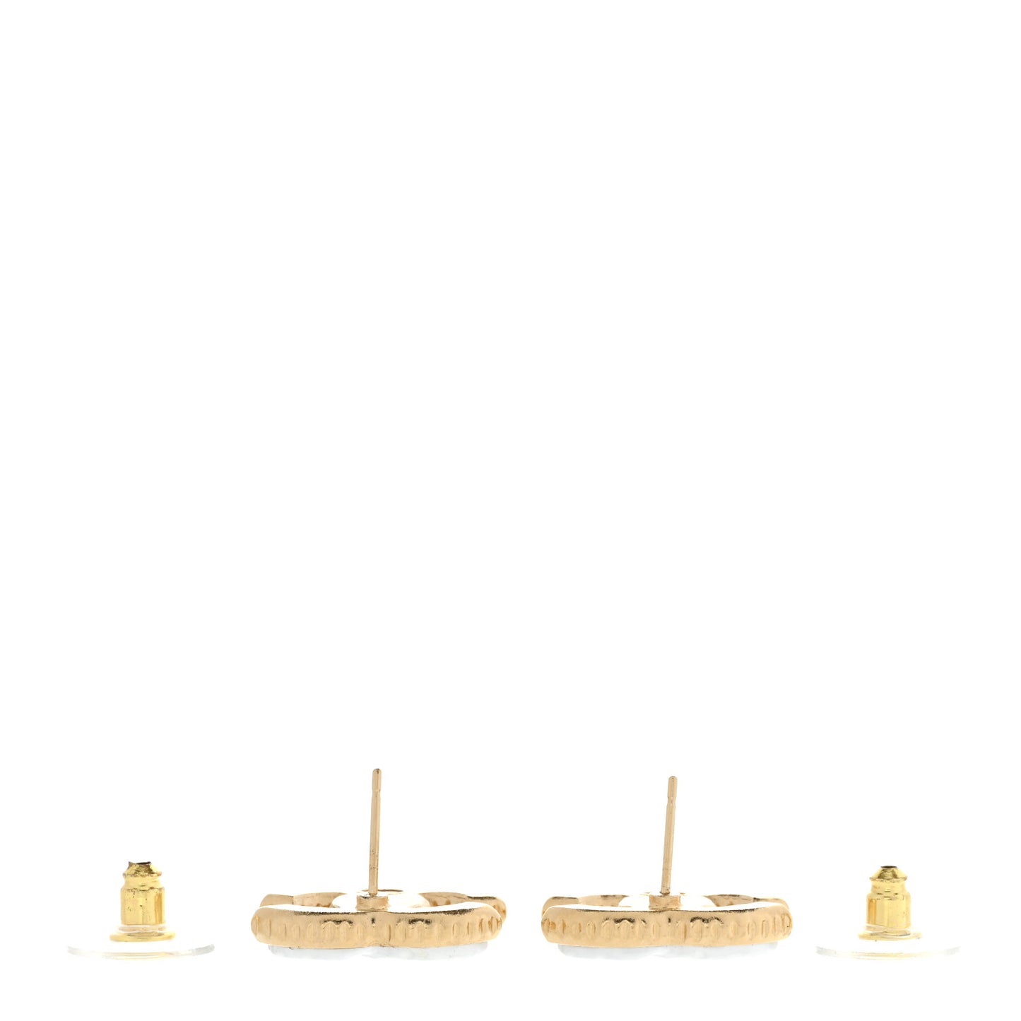 Metal Enamel CC Earrings Gold White