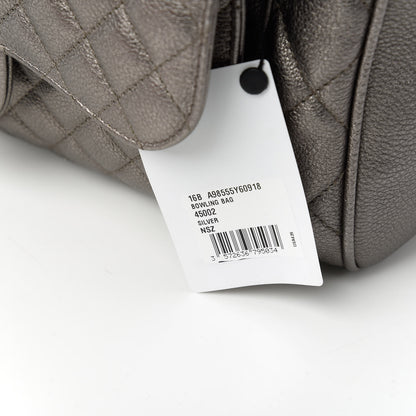 Chanel Metallic Grained Calfskin Quilted Large Casual Pocket Bowling Bag Silver 12 of 12