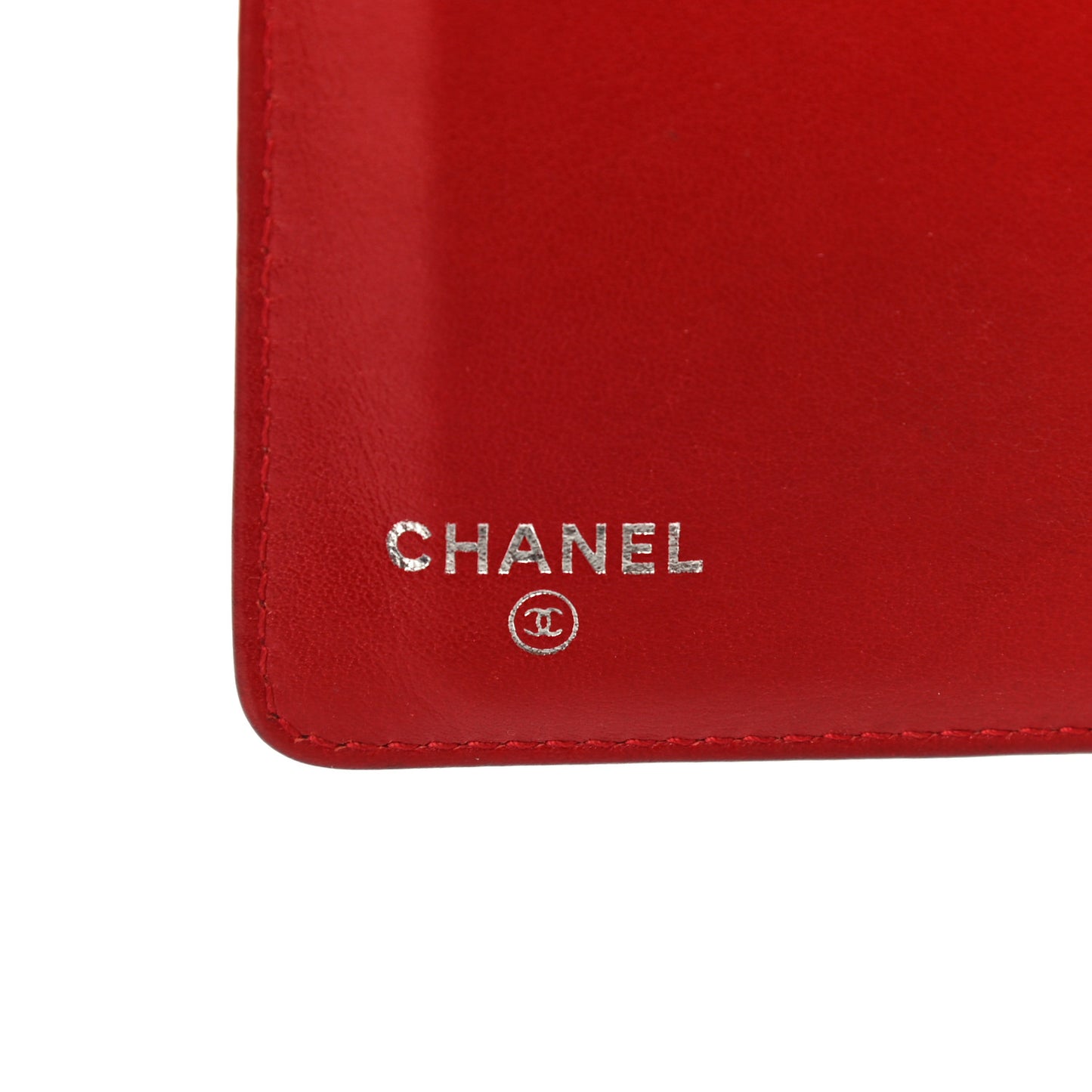 Patent Camellia Embossed Yen Wallet Red