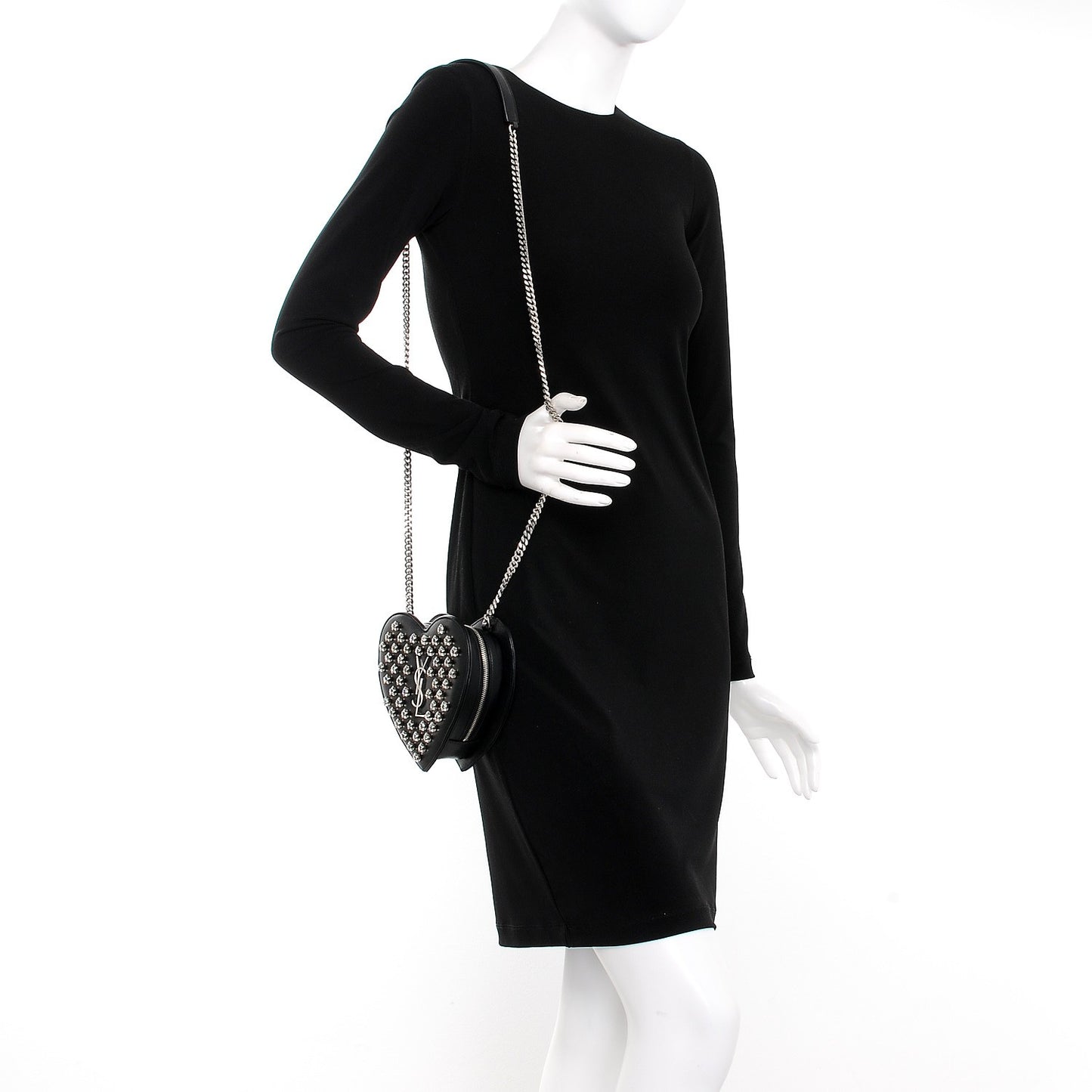 Calfskin Star Studded Small Monogram Love Shoulder Bag Black
