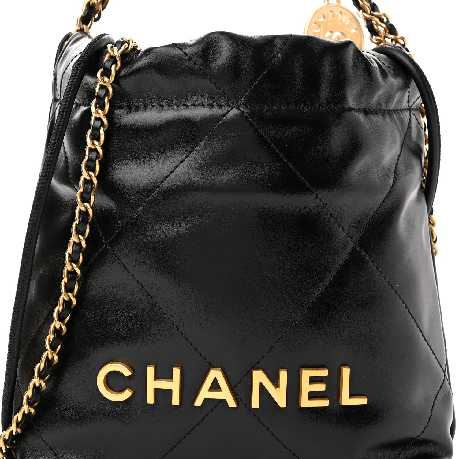 Chanel Shiny Calfskin Quilted Mini Chanel 22 Black 8 of 11