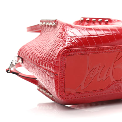 Christian Louboutin Crocodile Embossed Calfskin Spiked Mini Cabarock Shopper Tote Red 9 of 10
