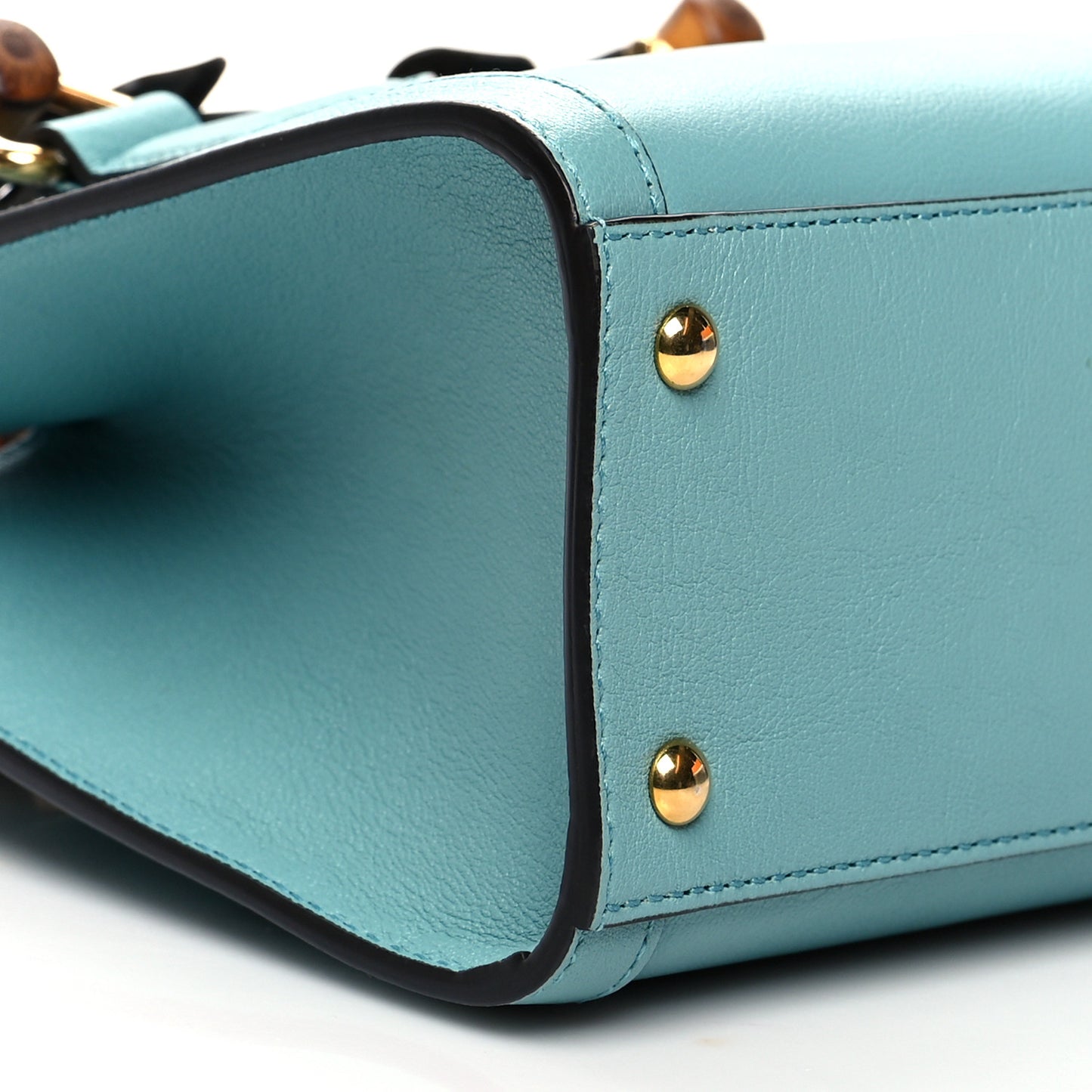 Wonka Grain Calfskin Mini Diana Tote Bag Dusty Azure Orange Fluo