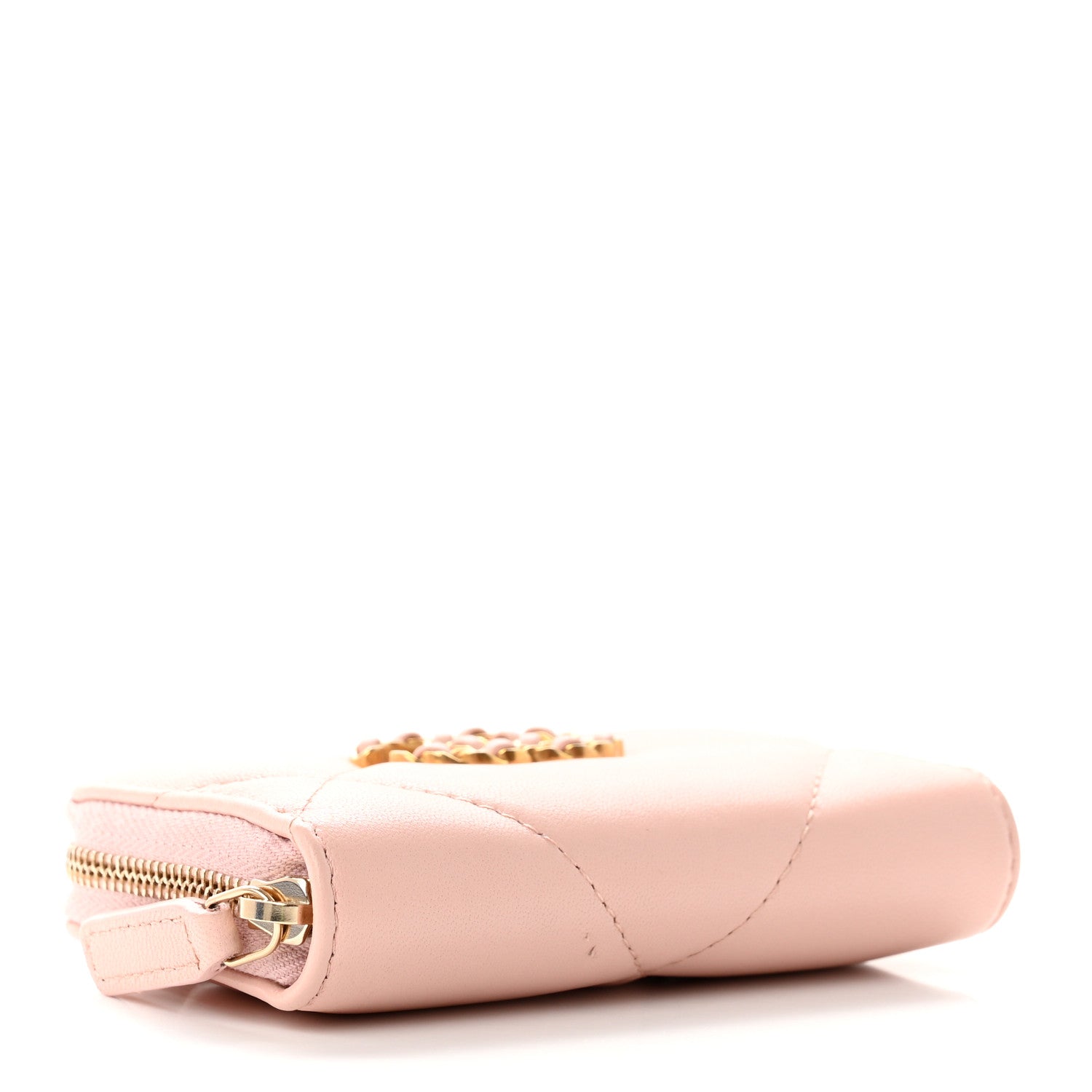 Chanel Lambskin Quilted Chanel 19 Zip Around Coin Purse Wallet Light Pink 4 of 7