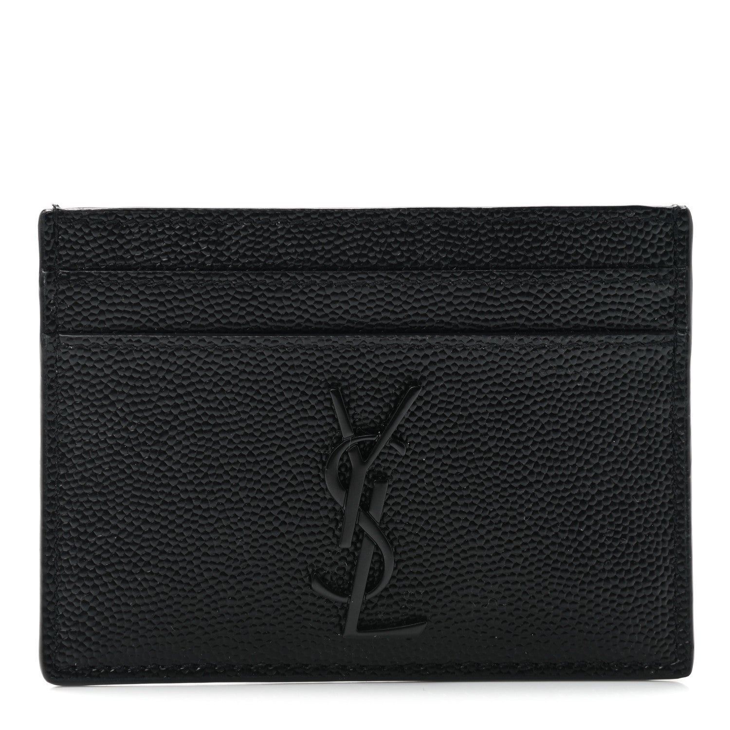 Saint Laurent Grain De Poudre Monogram Credit Card Case Black 1 of 8