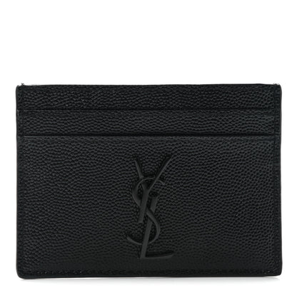 Saint Laurent Grain De Poudre Monogram Credit Card Case Black 1 of 8