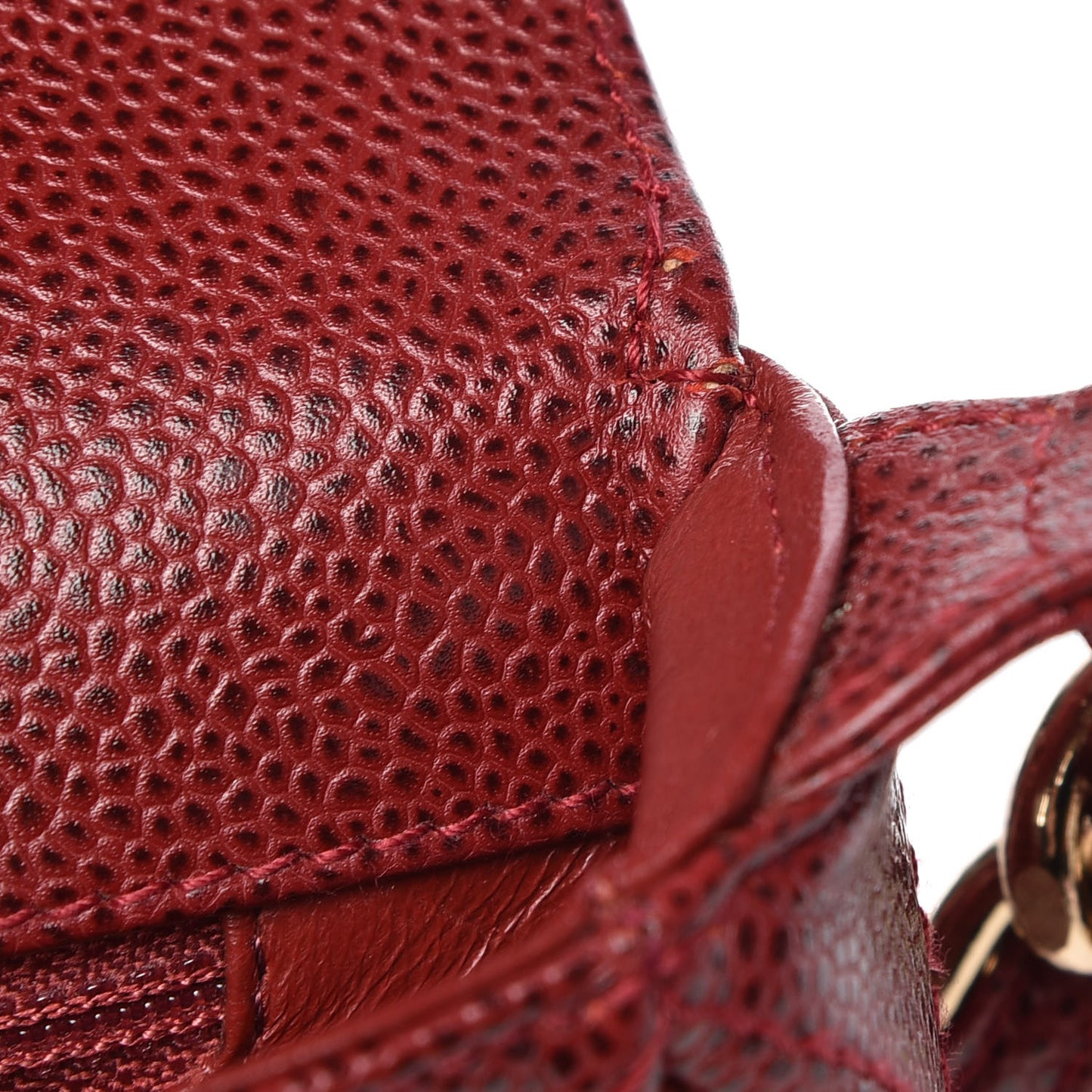Caviar Quilted Medium Single Flap Dark Red