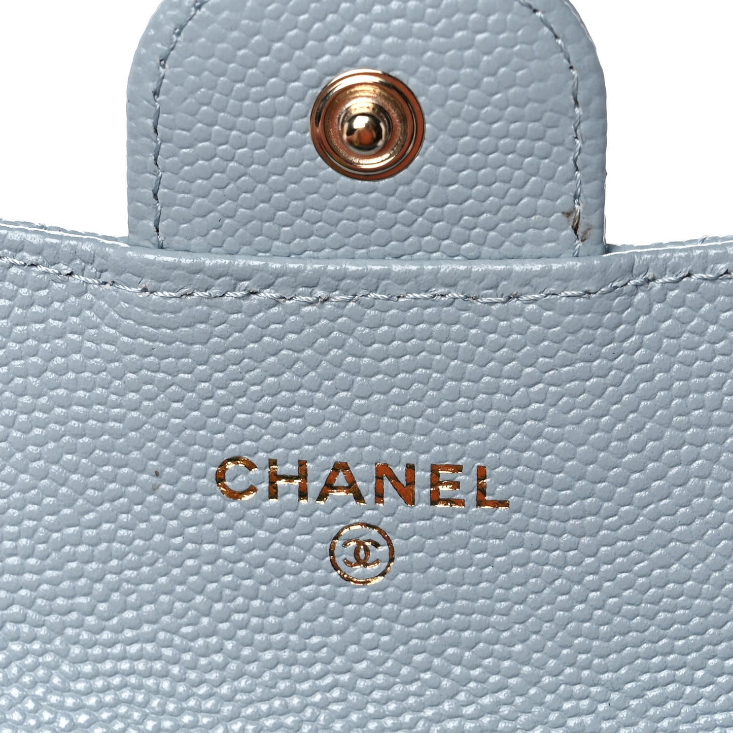 Caviar Quilted Flap Card Holder Wallet Light Blue