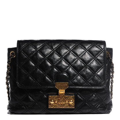 Marc Jacobs Lacquered Lambskin Quilted Large Baroque Single Flap Black 1 of 10