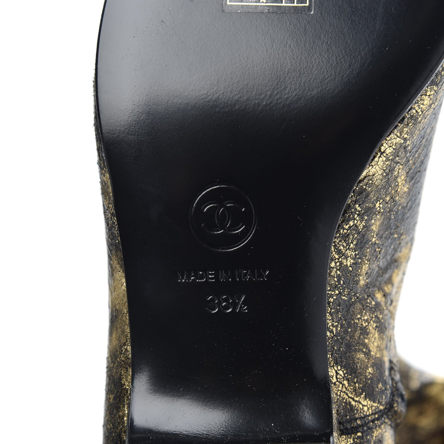 Chanel Metallic Lambskin Over the Knee Boots 38.5 Gold Black 5 of 6