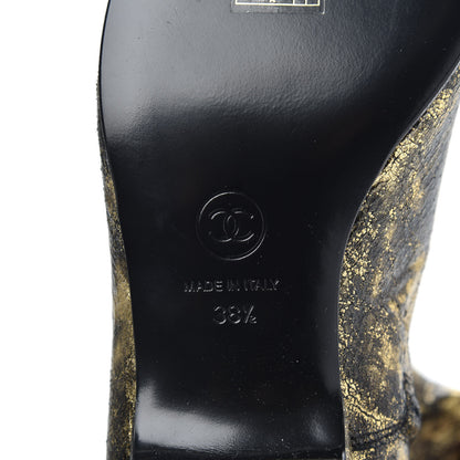Chanel Metallic Lambskin Over the Knee Boots 38.5 Gold Black 5 of 6