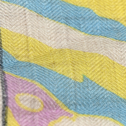 Hermes Cashmere Silk Locomotion Shawl 140 Naturel Vert Jaune 16 of 18
