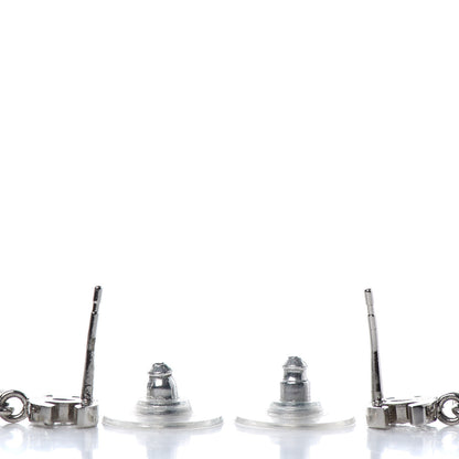 Chanel Crystal Emoji Choupette Cat CC Earrings Silver 3 of 4