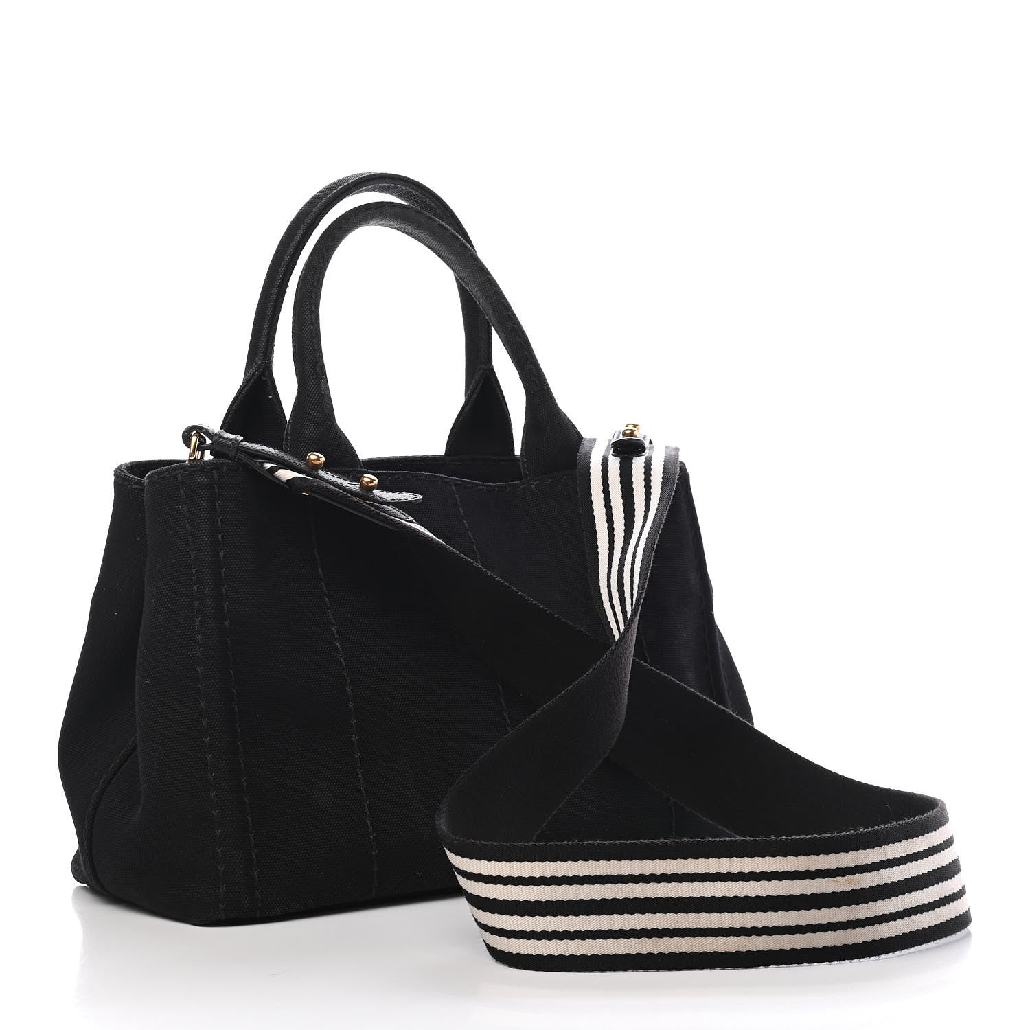 Prada Canapa Small Logo Tote Black Talco 2 of 29