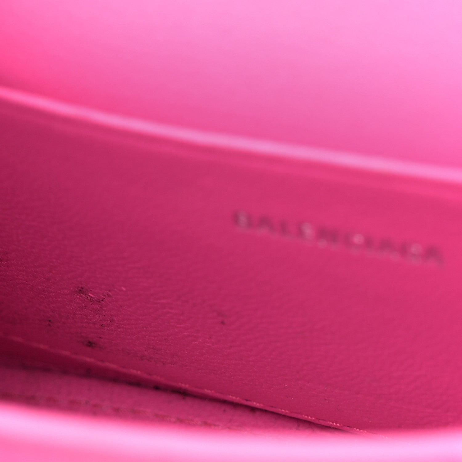 Balenciaga Shiny Calfskin Crocodile Embossed Hourglass Top Handle Bag Mini with Chain Neon Pink 11 of 13